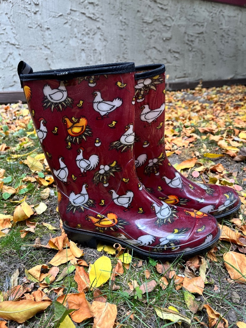 Hisea hen rain boots red burgundy
